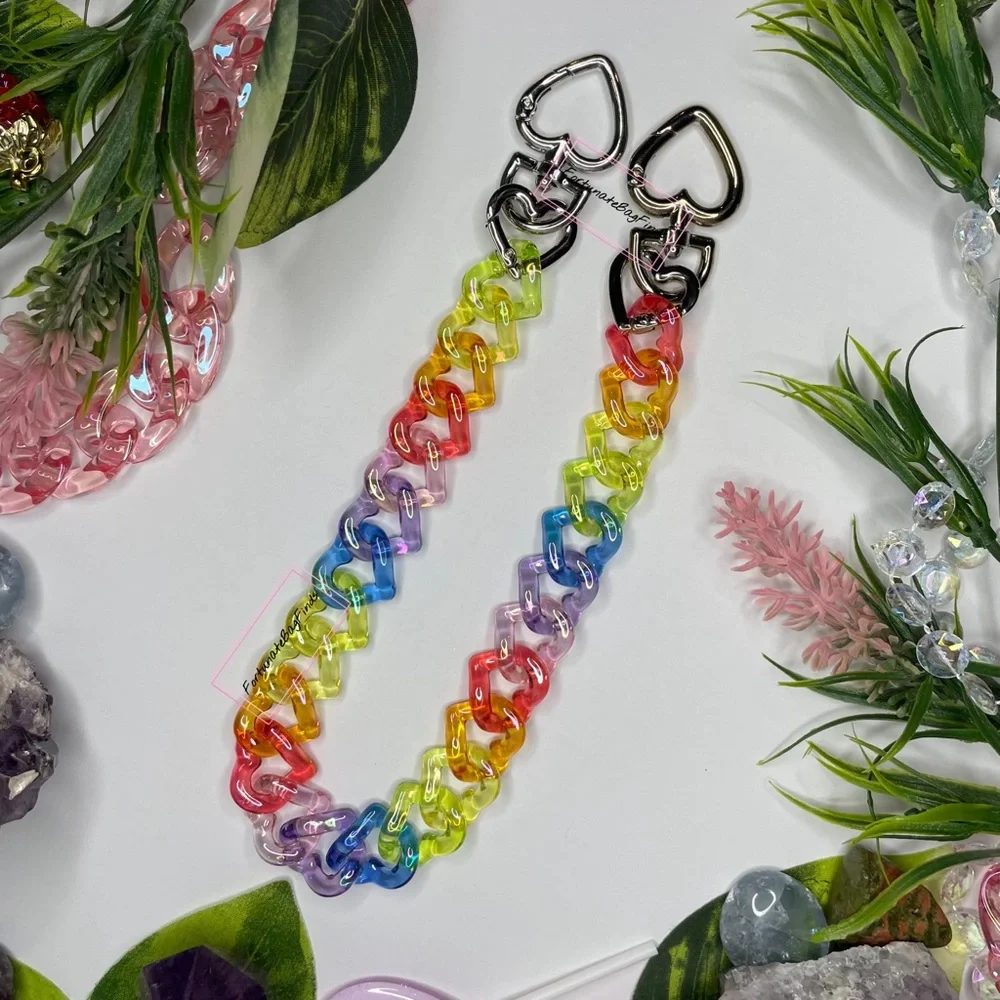 TRIPLE HEARTS True Rainbow Jelly Resin Bag Strap Novelty Bag Strap Kawaii Y2K - Picture 8 of 9